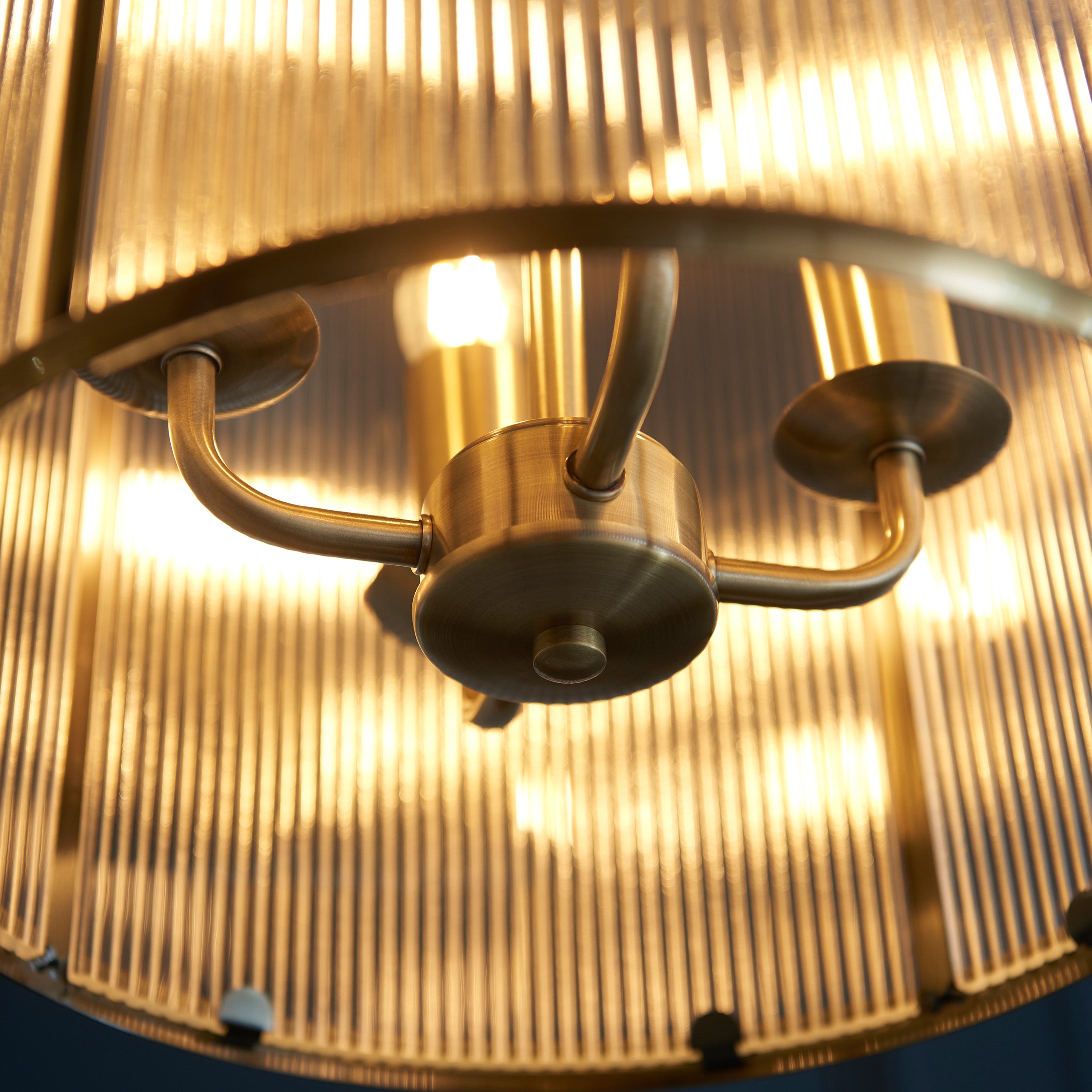 Annetta Ribbed Glass & Gold Pendant Light | Large
